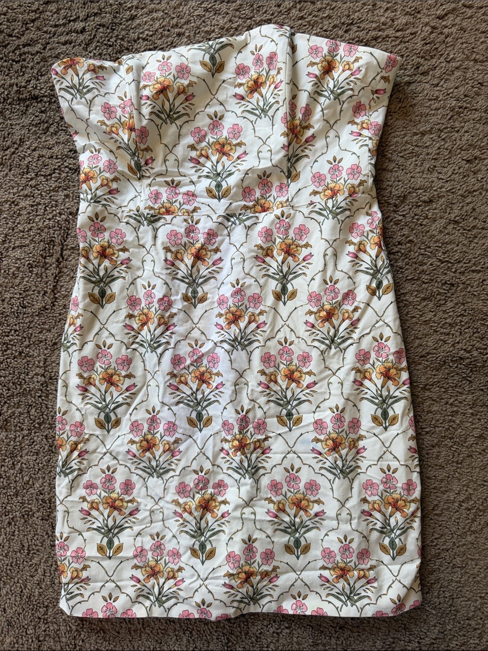 Favorite Daughter Strapless Floral Sheath Dress in White, Pink & Gold